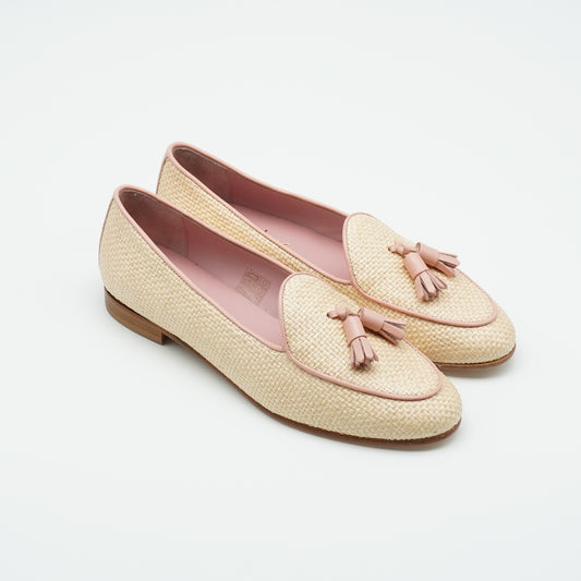 Tassel Loafer Raffia Rosé