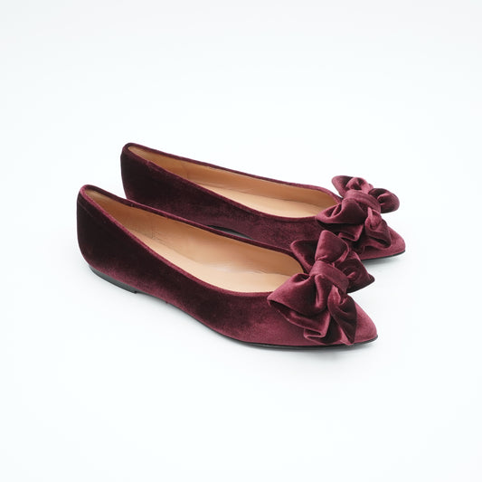 Bow Flats Velvet Bordeaux