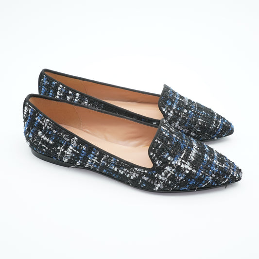 Pointy Loafer Bouclé Schwarz Blau
