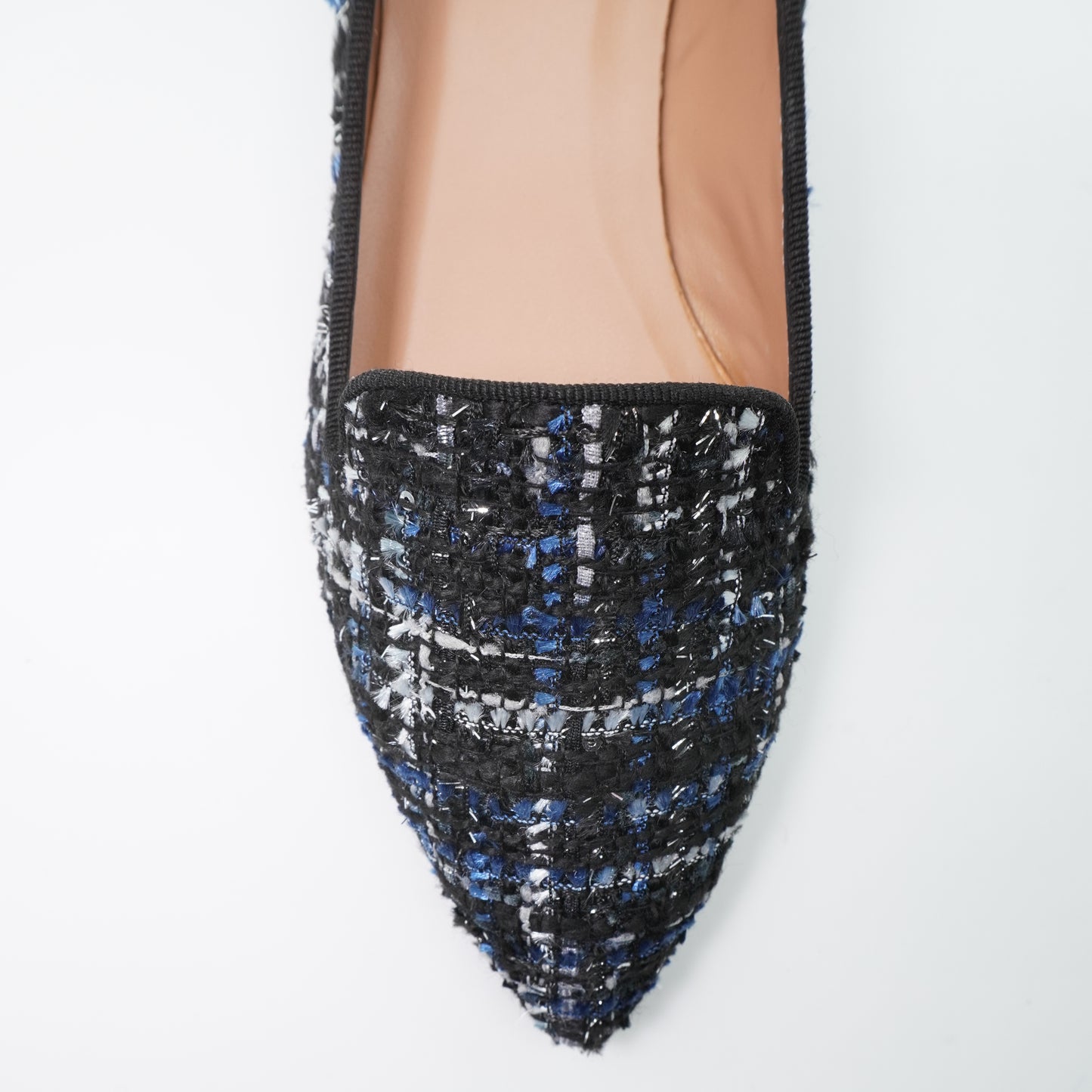 Pointy Loafer Bouclé Schwarz Blau
