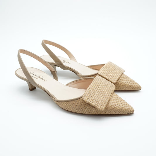 Slingback Kittenheel Raffia