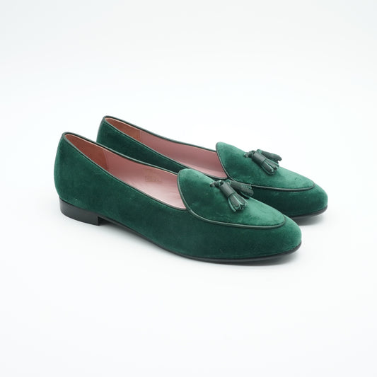 Tassel Loafer Velvet Dark Green