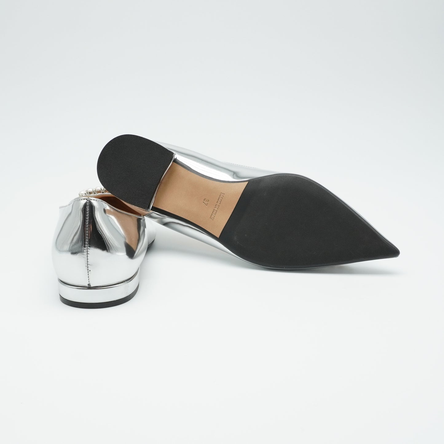 Ballerina Lackleder Silber Perle