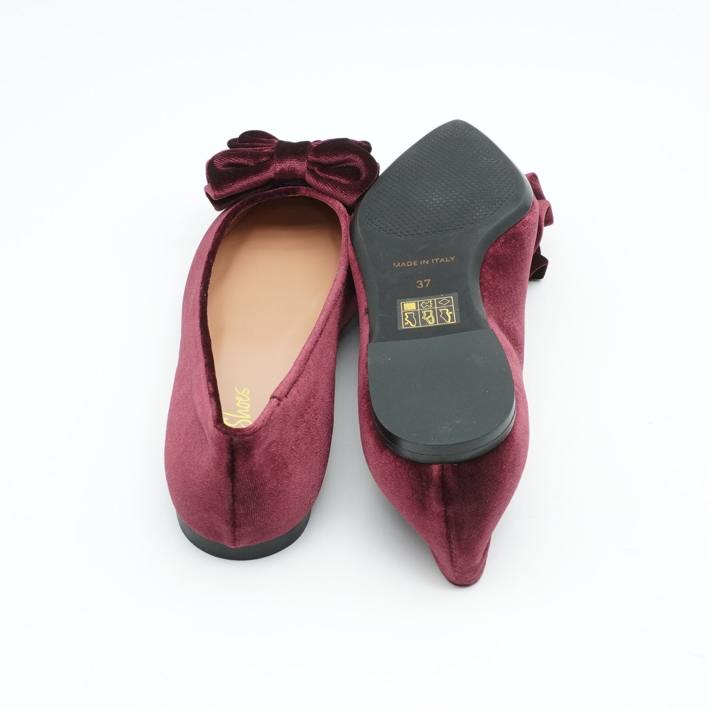 Bow Flats Velvet Bordeaux