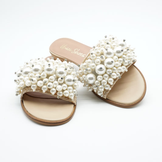 Sandale Perle Weiß