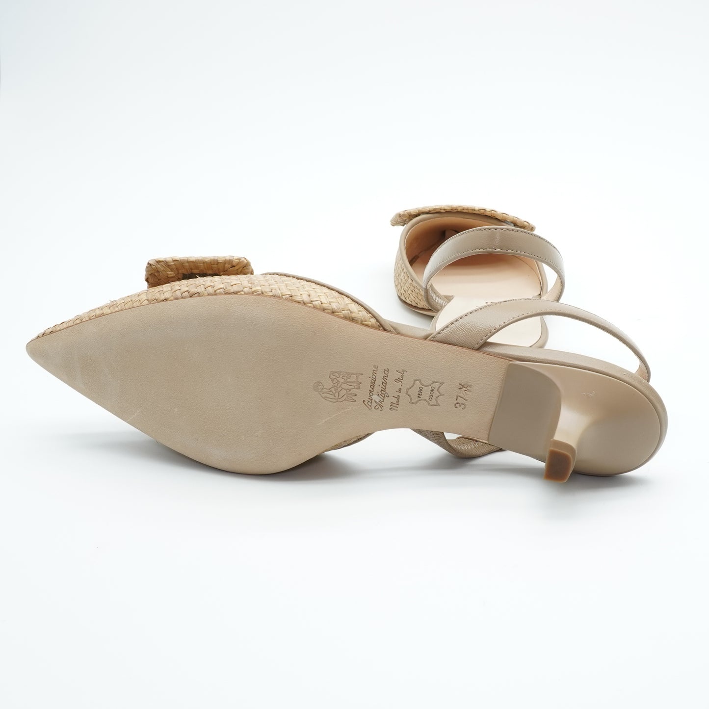 Slingback Kittenheel Raffia