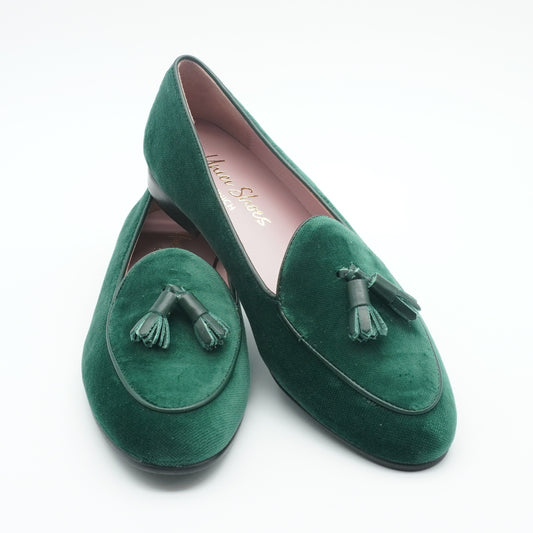 Tassel Loafer Velvet Dark Green